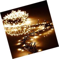 Raz Christmas Cluster Lights Battery Operated 15 Foot Garland with 120 Warm White Lights on Green Wire with Remote Control