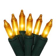 612 Vermont 100 Gold Frost Christmas Lights on a Green Wire String, UL Approved, Indoor and Outdoor Use