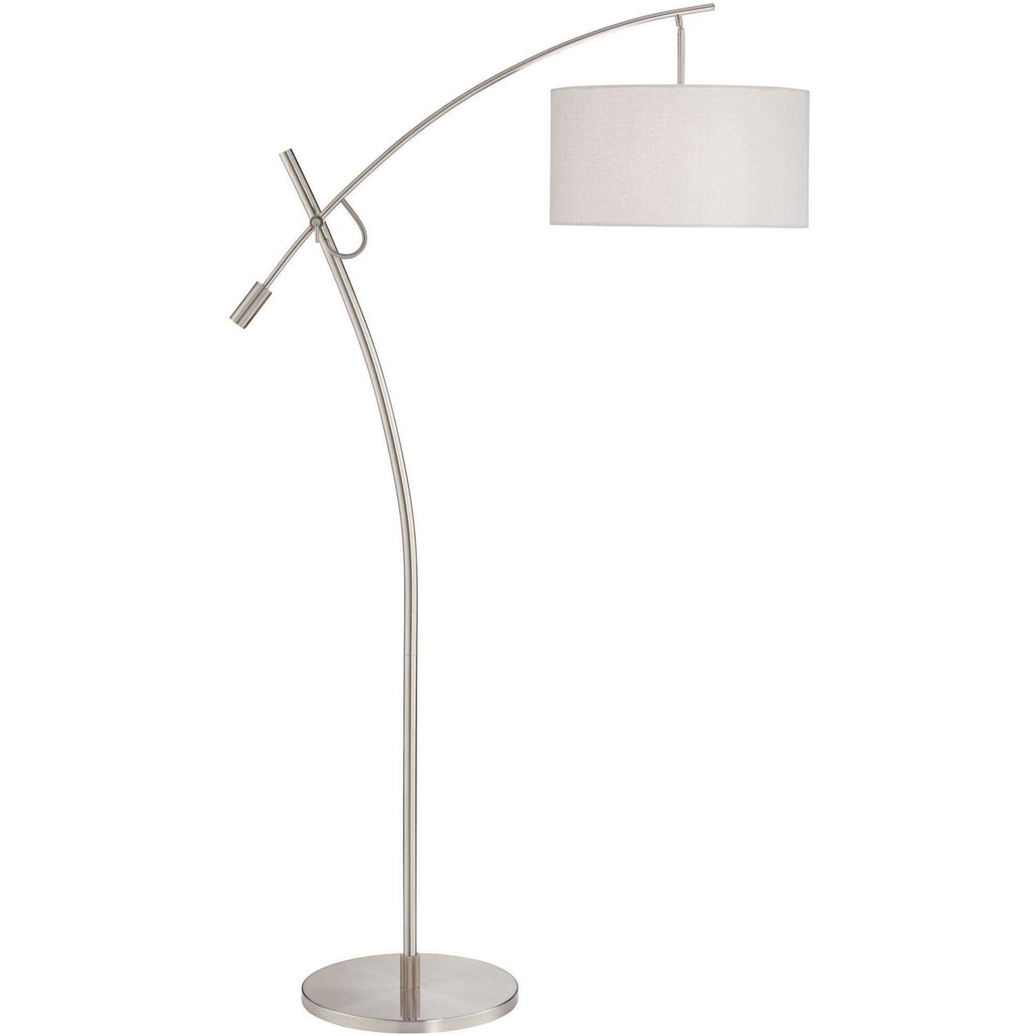 Possini Euro Design Modern Arc Floor Lamp with USB Charging Port 69 Tall Off-White Drum Shade Adjustable Arm Living Room - Image 4