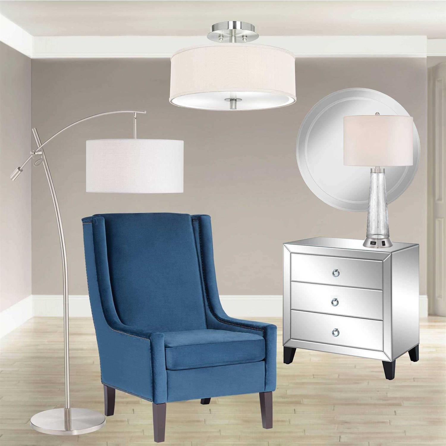 Possini Euro Design Modern Arc Floor Lamp with USB Charging Port 69 Tall Off-White Drum Shade Adjustable Arm Living Room - Image 5