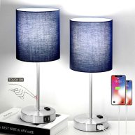 2023 NEW Set of 2 Touch Control Table Lamps with 2 USB & AC Outlet