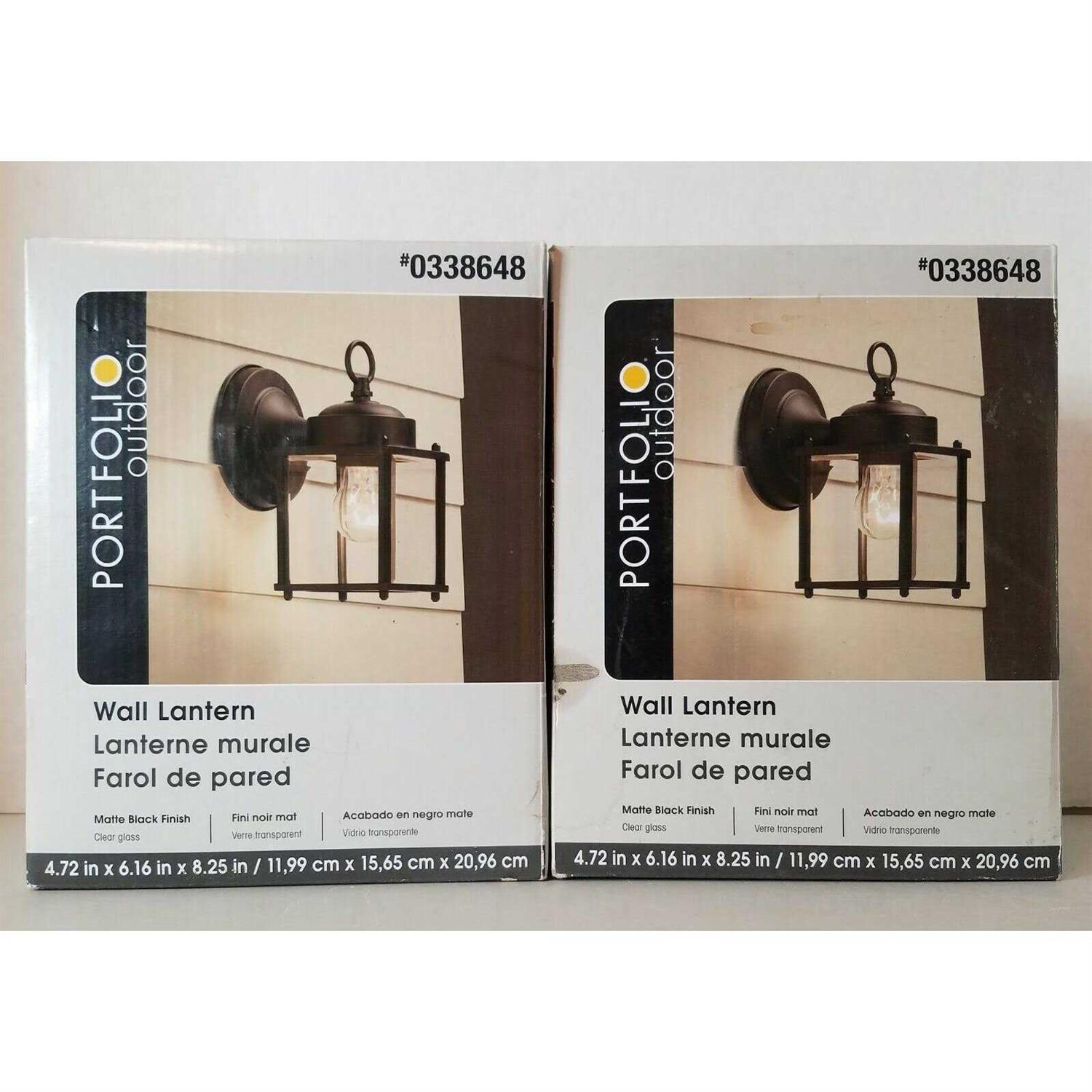 Portfolio 8.25-in H Black Medium Base (e-26) Outdoor Wall Light