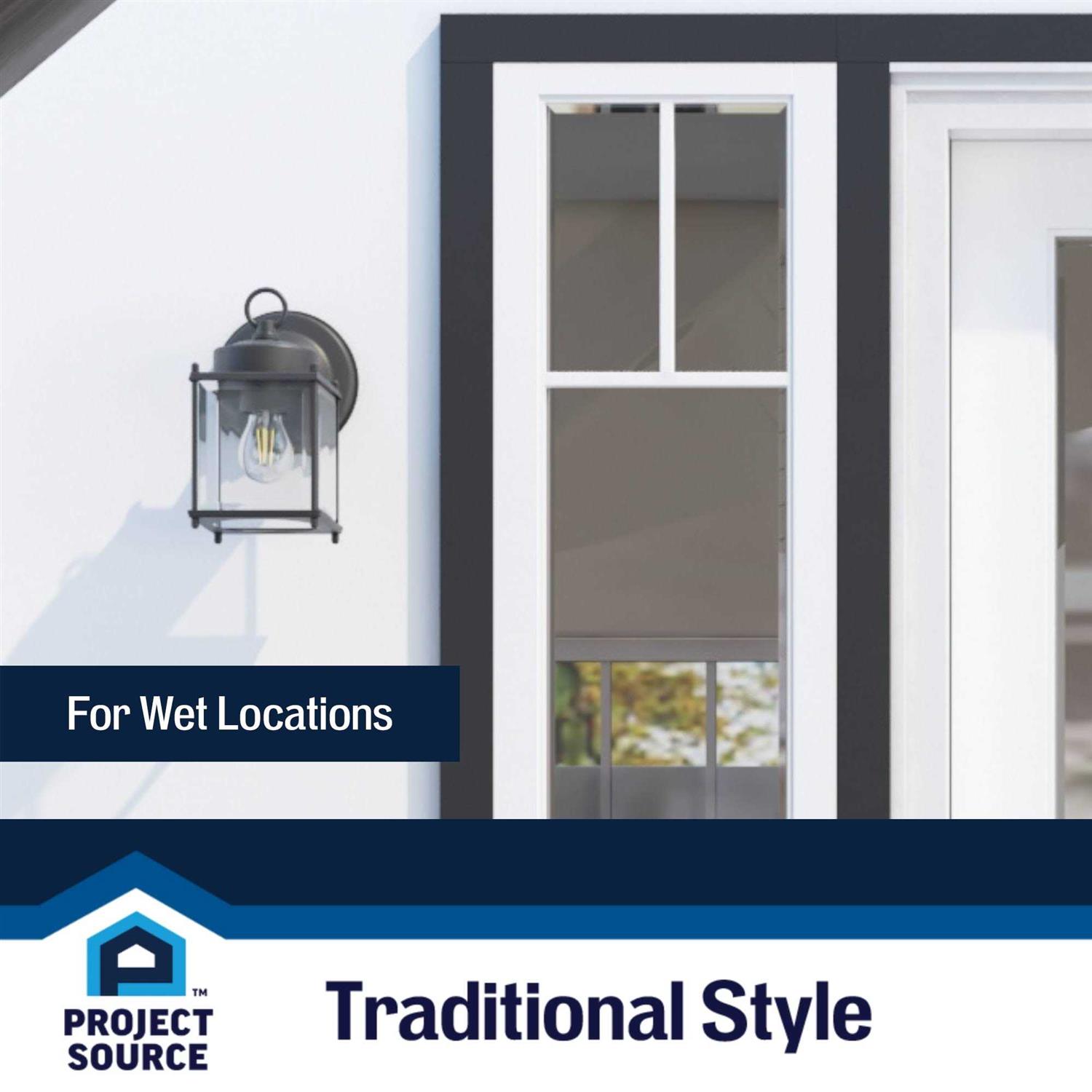 Portfolio 8.25-in H Black Medium Base (e-26) Outdoor Wall Light - Image 2