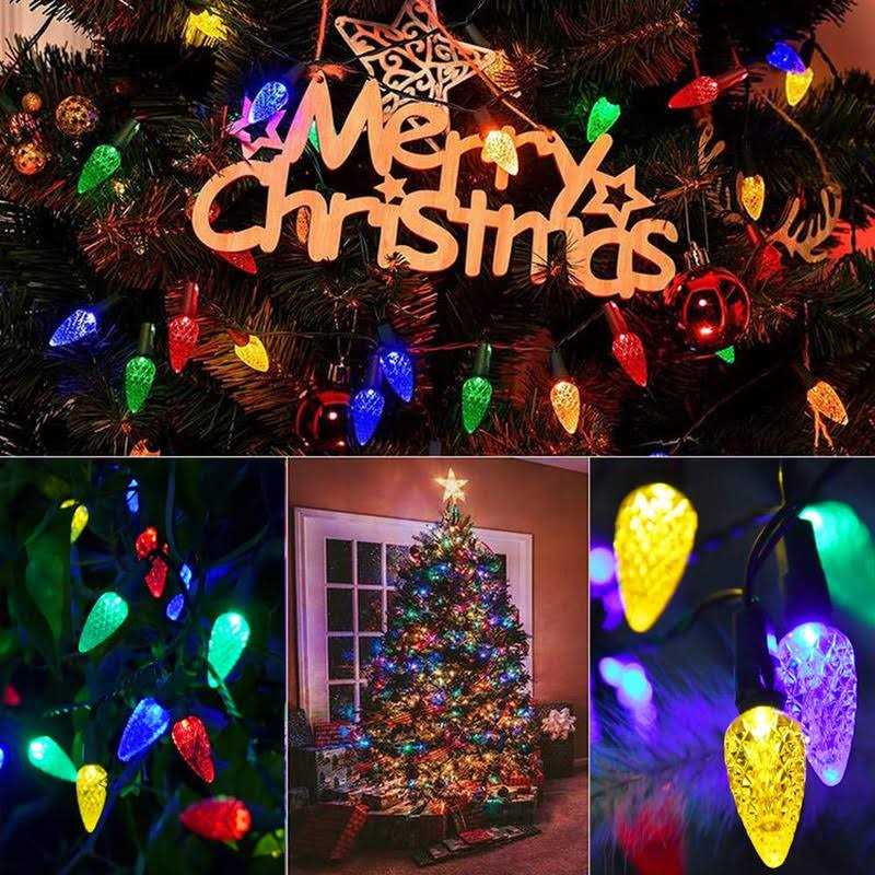 23FT C6 Strawberry Solar Christmas Lights Outdoor,50 LED Xmas Tree String Lights,Waterproof Christmas Decorations Garden Lights for Outside Yard - Image 3