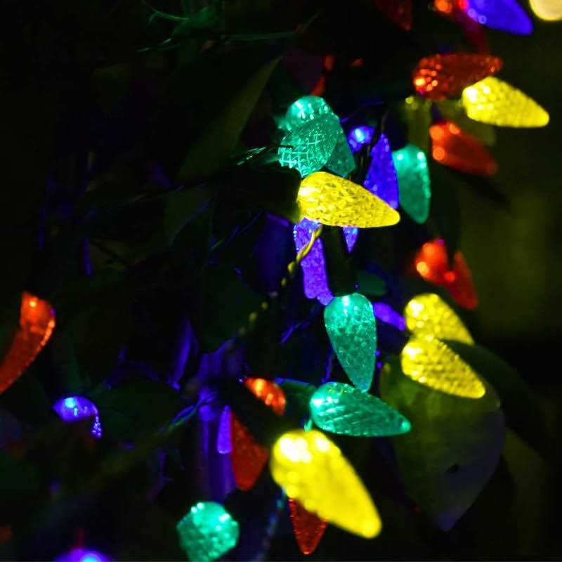 23FT C6 Strawberry Solar Christmas Lights Outdoor,50 LED Xmas Tree String Lights,Waterproof Christmas Decorations Garden Lights for Outside Yard - Image 4