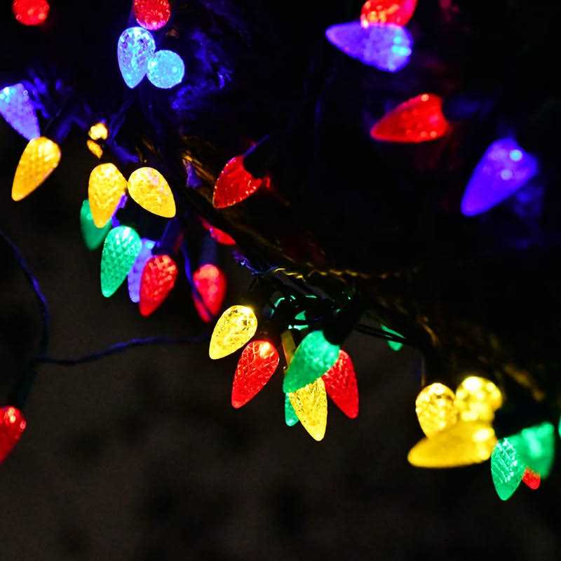 23FT C6 Strawberry Solar Christmas Lights Outdoor,50 LED Xmas Tree String Lights,Waterproof Christmas Decorations Garden Lights for Outside Yard - Image 5