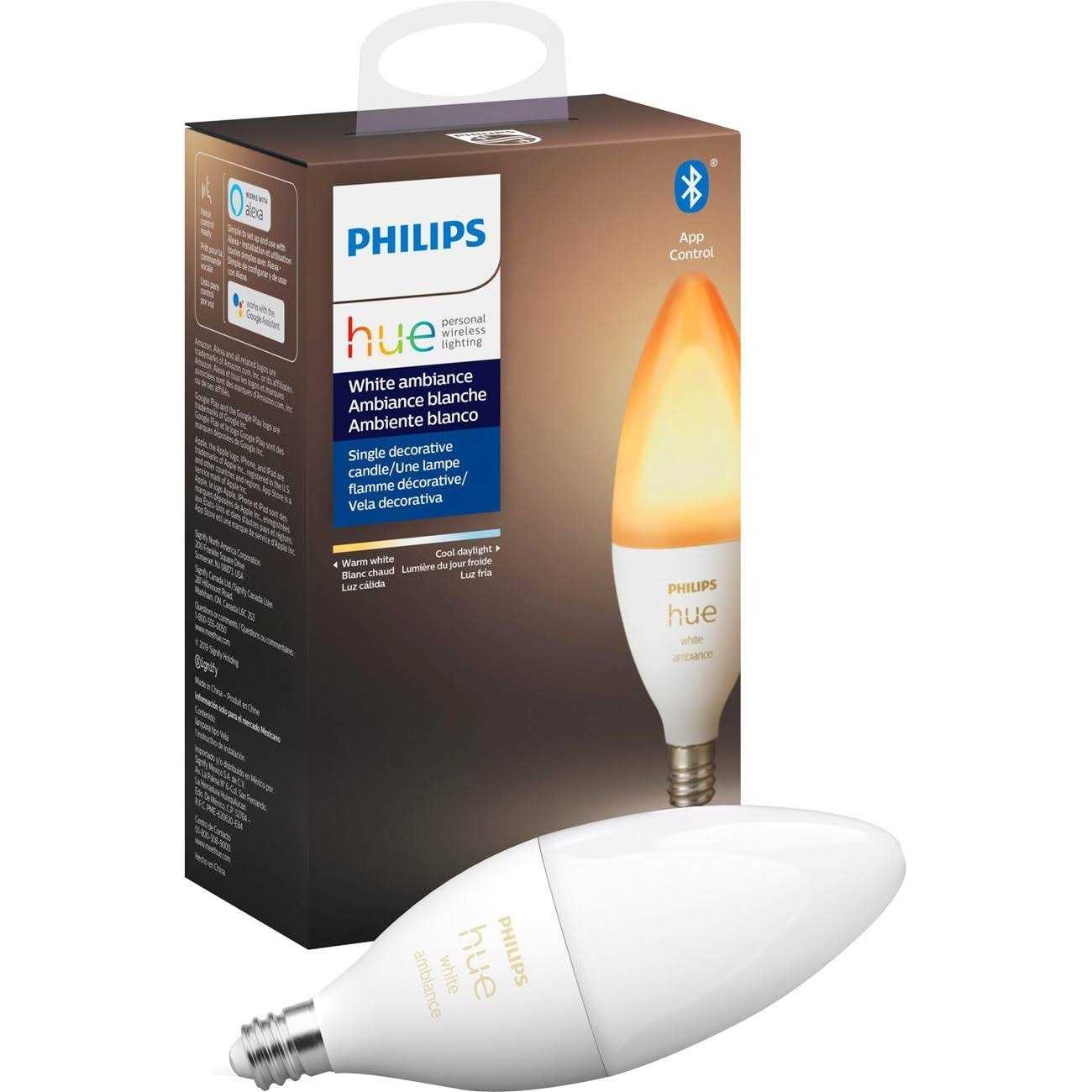 Philips Hue E12 Bluetooth Smart LED White Ambiance Candelabra Bulb