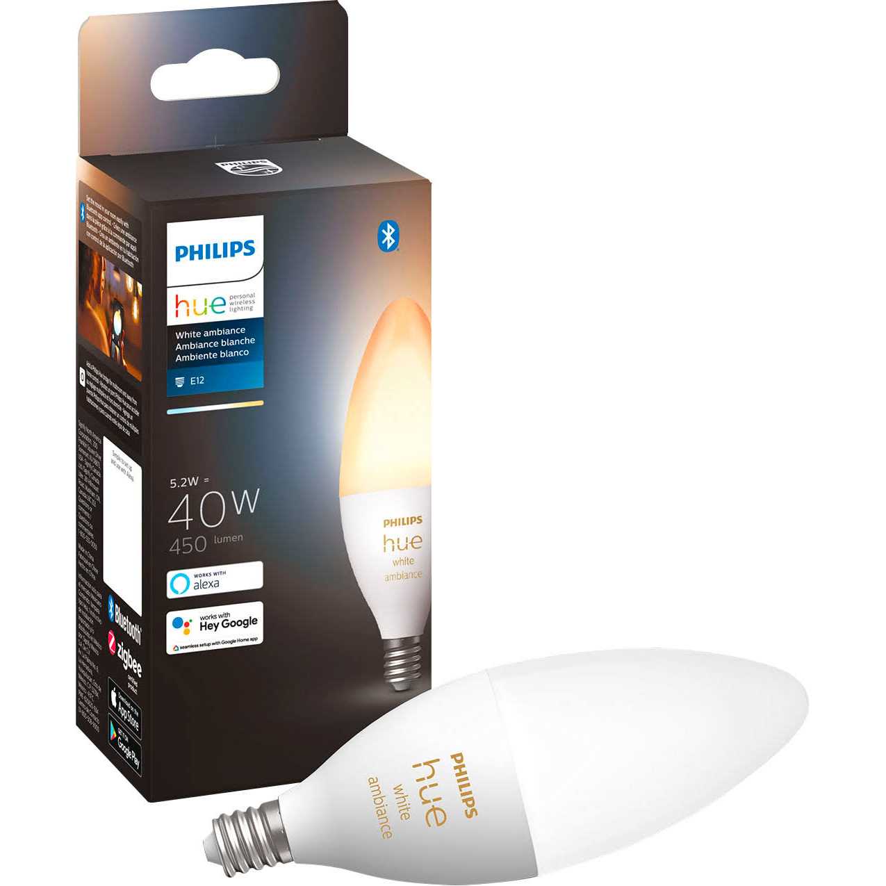 Philips Hue E12 Bluetooth Smart LED White Ambiance Candelabra Bulb - Image 4