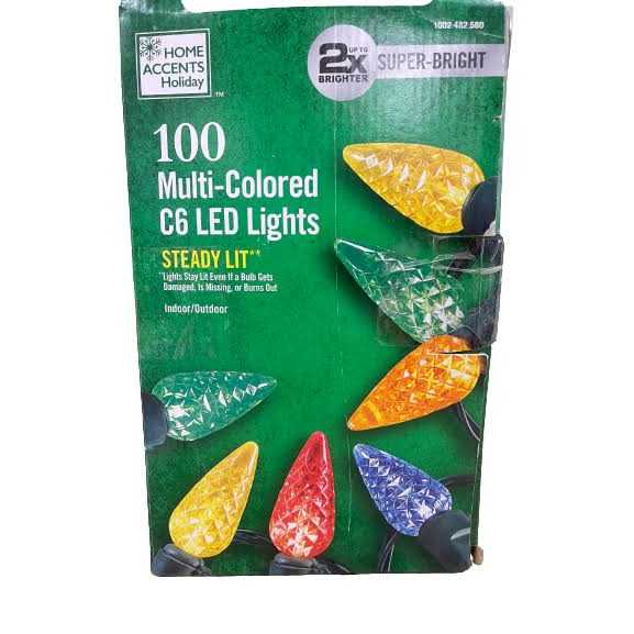 100-Lights Multi-Faceted C6 LED Steady Lit Lights Home Accents Holiday - Image 5
