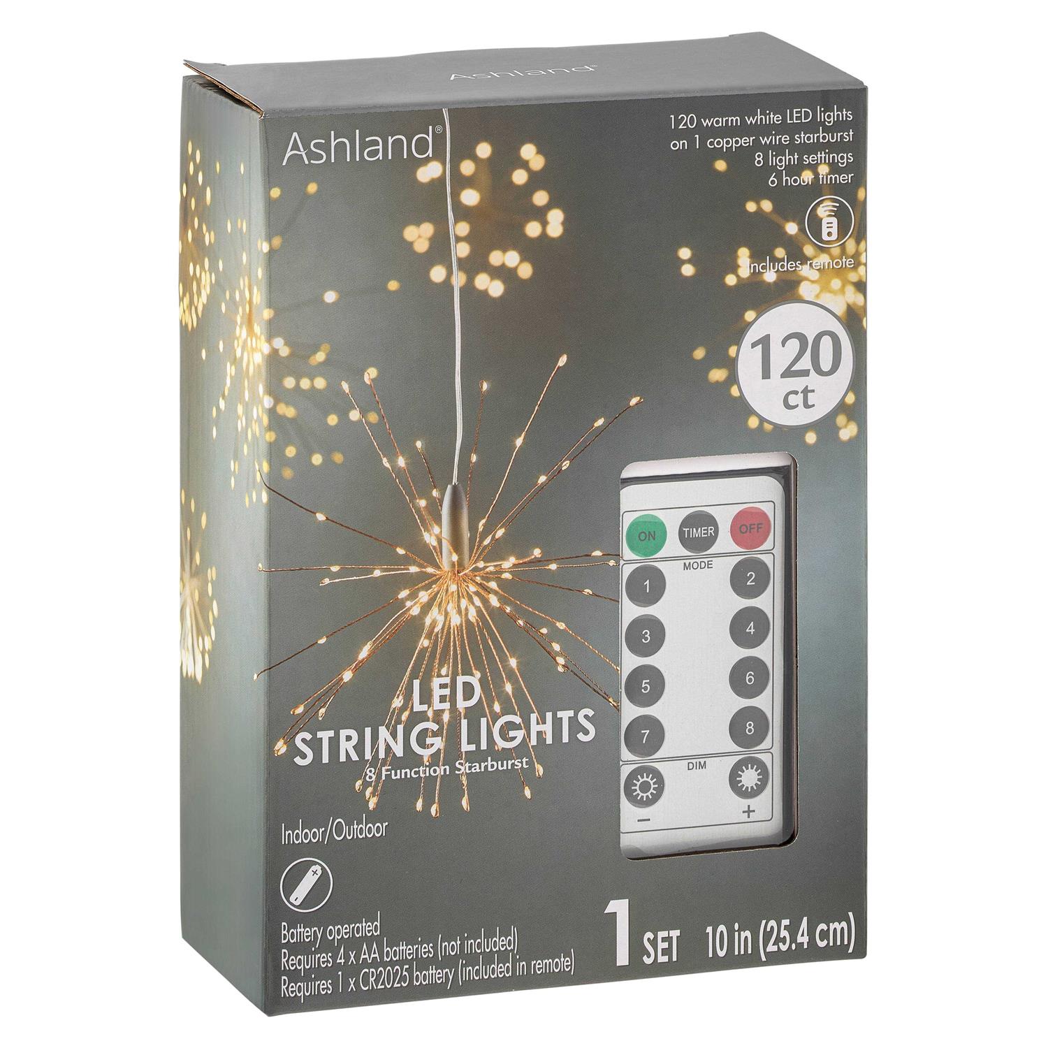 120ct. Warm White LED String Lights Starburst by Ashland