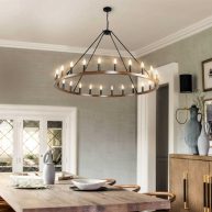 54-inch Round Wagon Wheel 24-light Chandelier