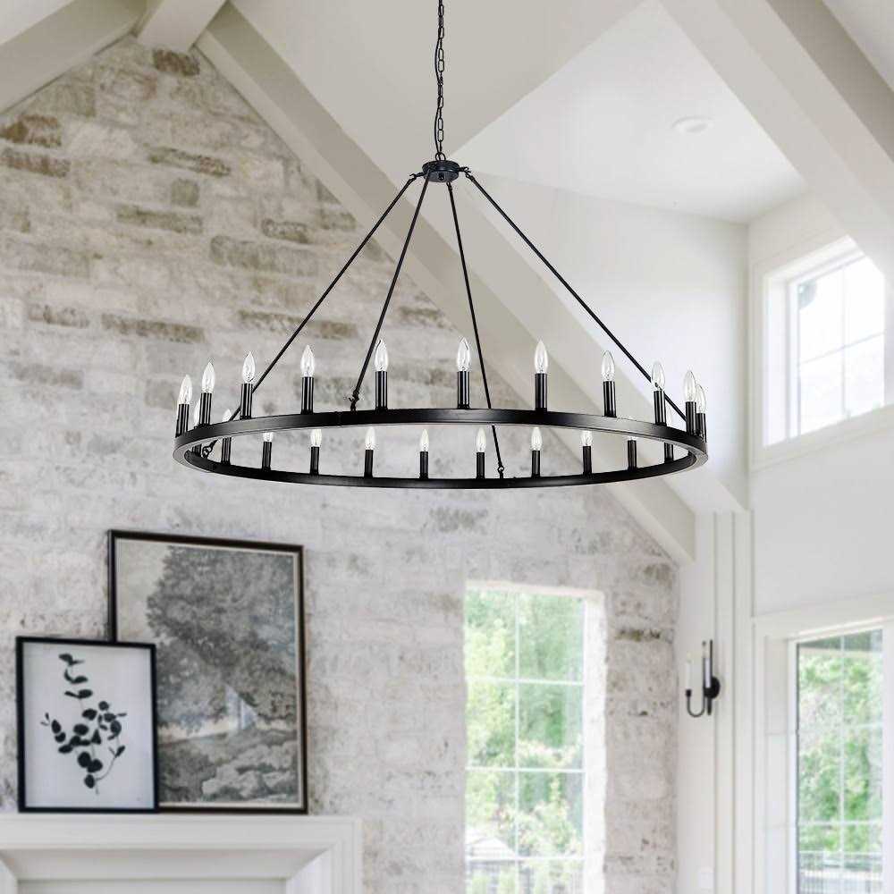 54-inch Round Wagon Wheel 24-light Chandelier - Image 2