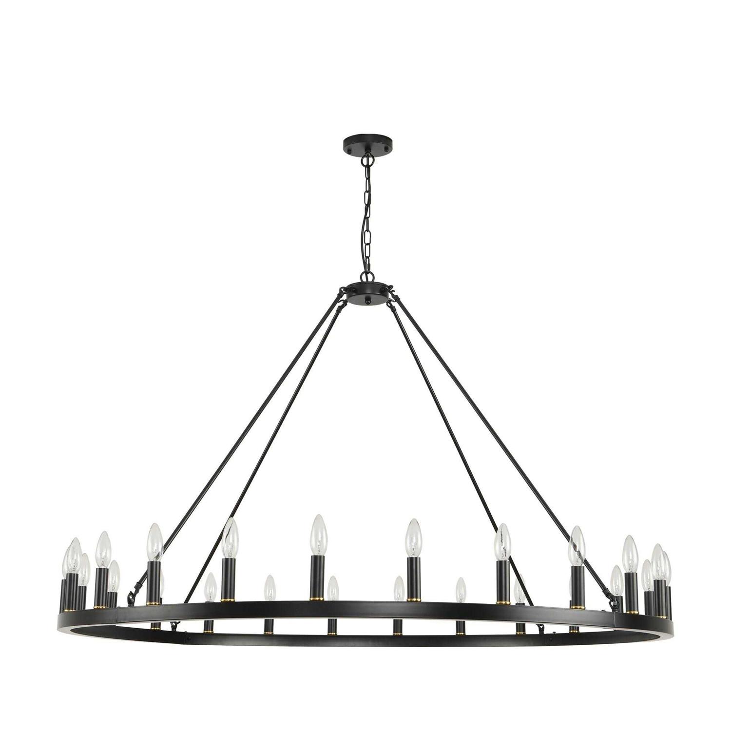 54-inch Round Wagon Wheel 24-light Chandelier - Image 3
