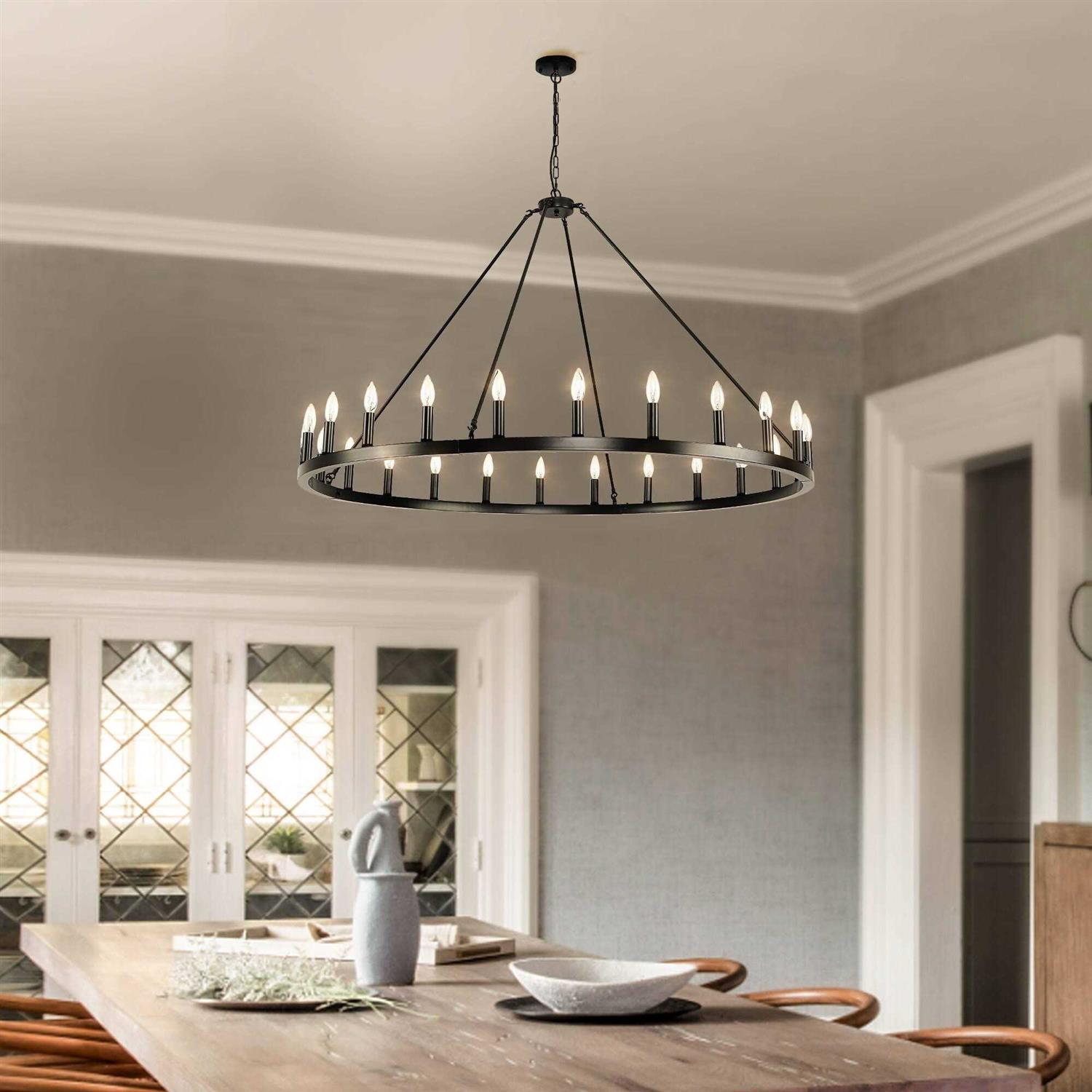 54-inch Round Wagon Wheel 24-light Chandelier - Image 4