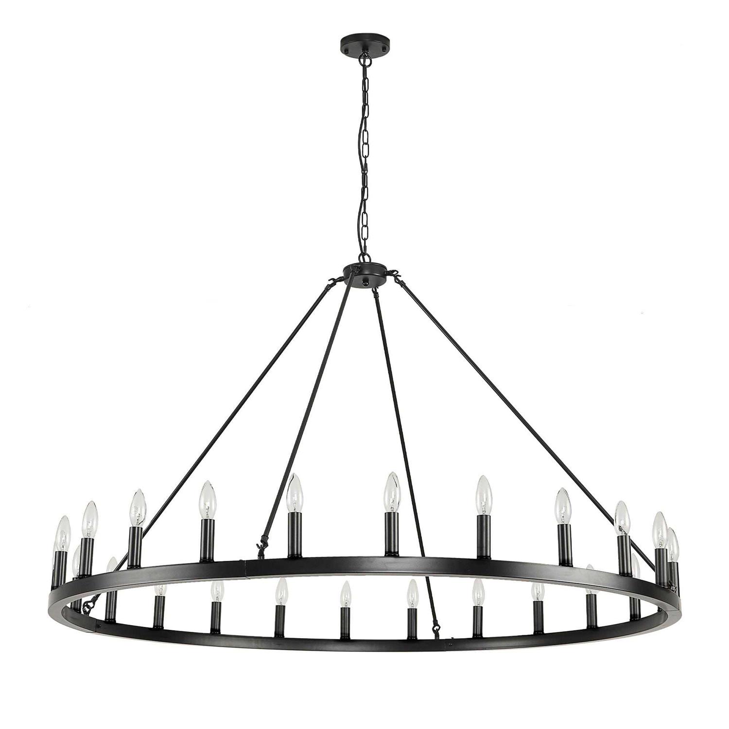 54-inch Round Wagon Wheel 24-light Chandelier - Image 5