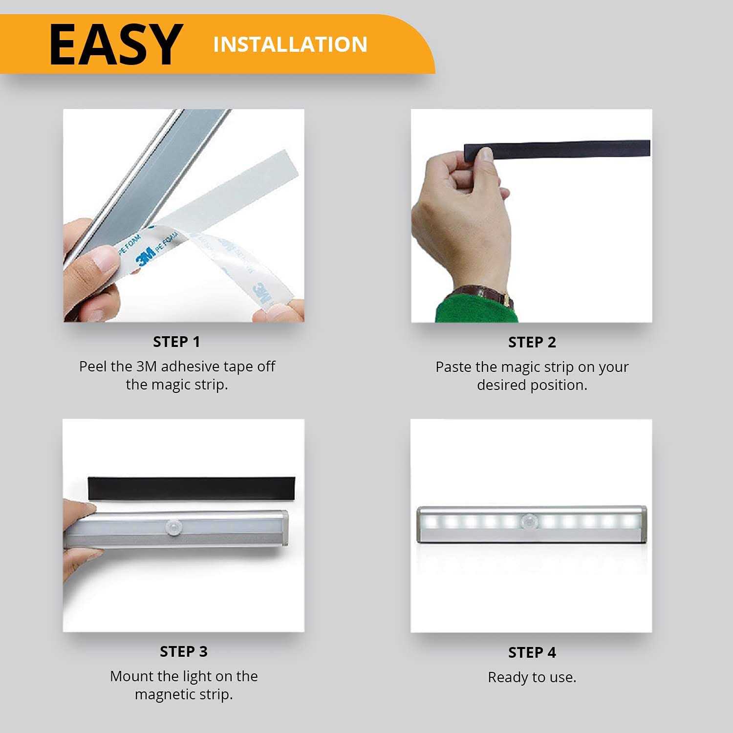 PeakPlus LED Motion Sensor Light LED Battery Operated Lights Under Cabinet Lighting - Image 3