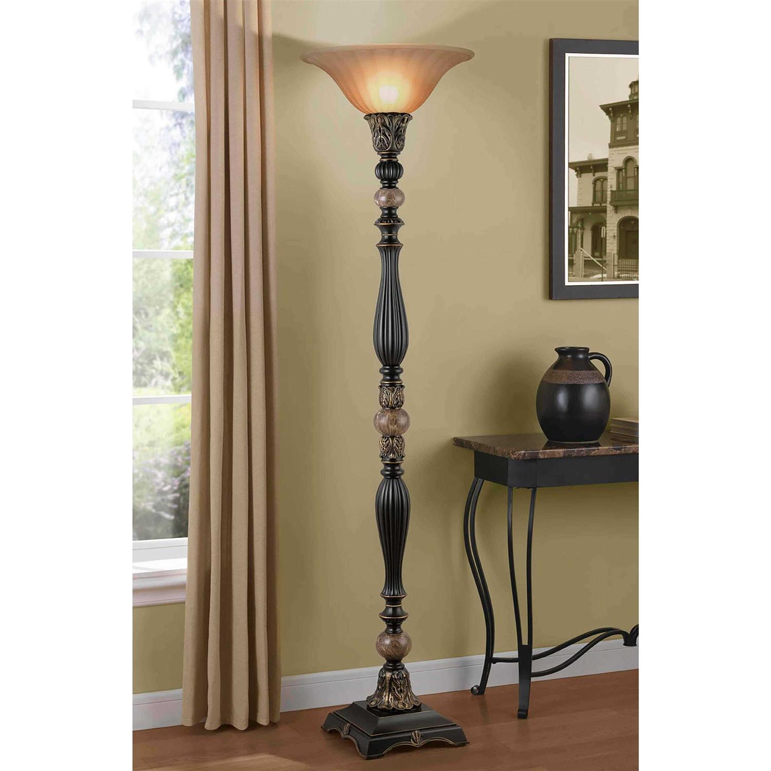 Portfolio Barada 72-in Bronze with Gold Highlights Torchiere Floor Lamp - Image 2