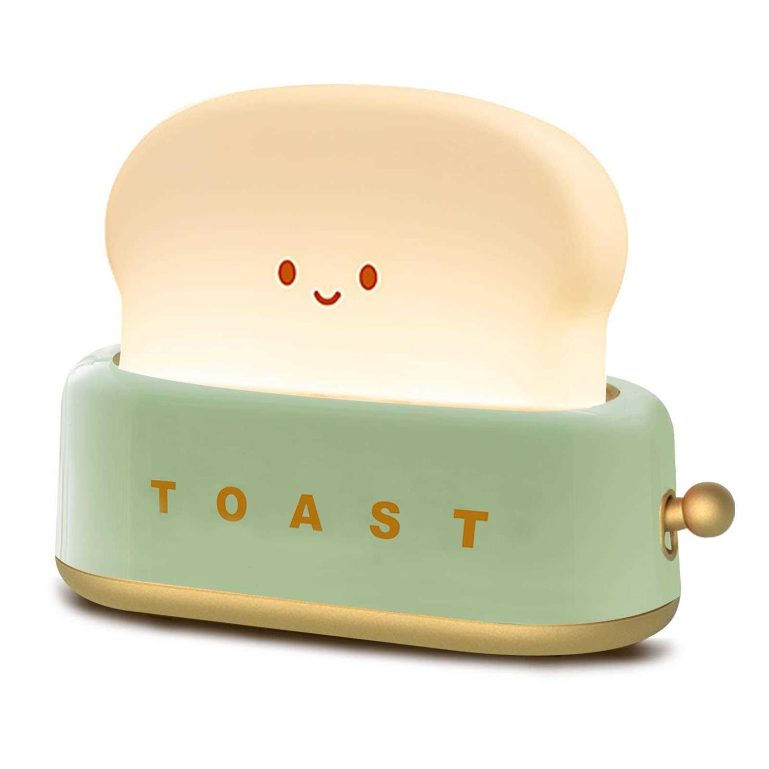 QANYI toaster lamp Rechargeable with Smile Face Toast Bread Cute toaster Shape room decor Small Night Light for Bedroom