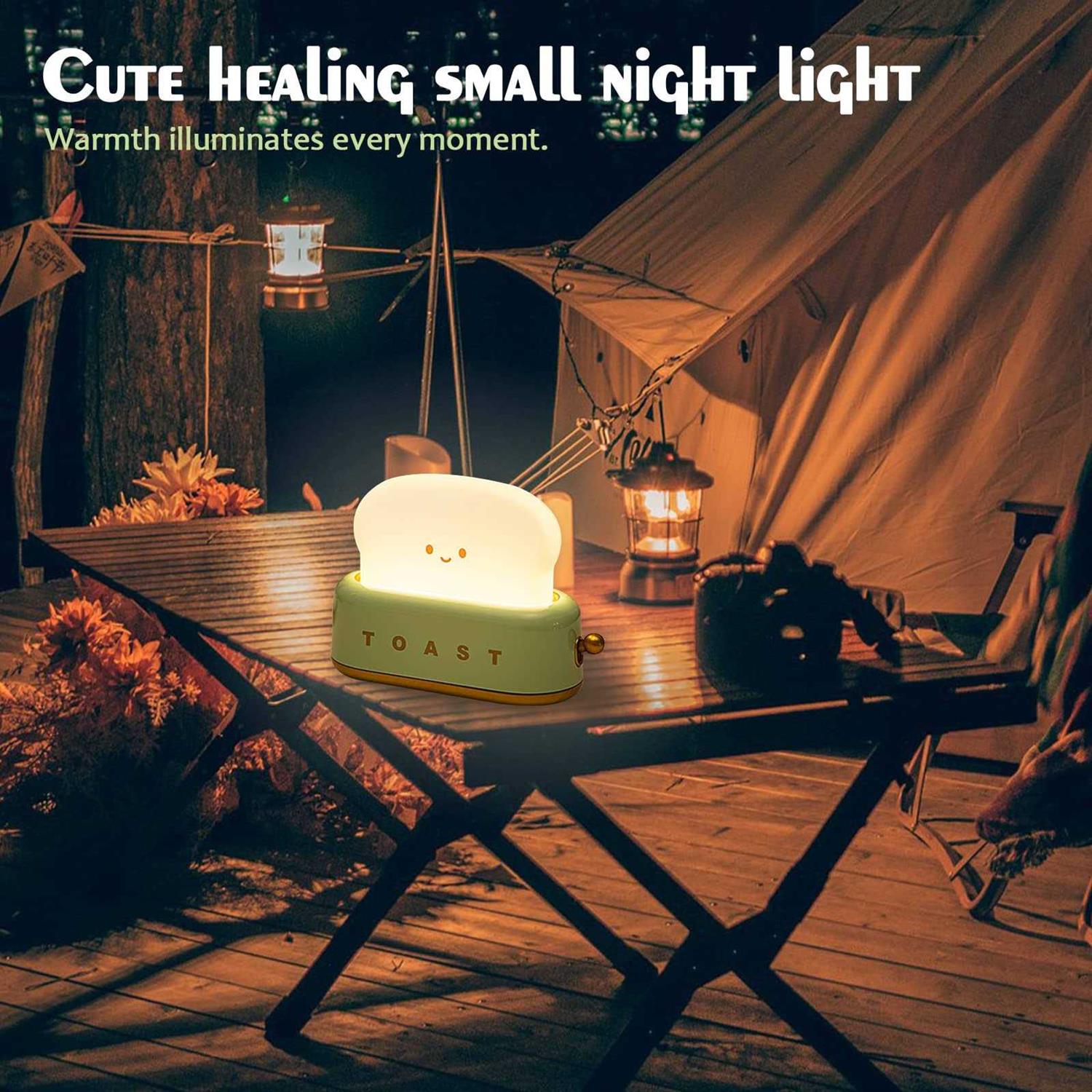 QANYI toaster lamp Rechargeable with Smile Face Toast Bread Cute toaster Shape room decor Small Night Light for Bedroom - Image 2