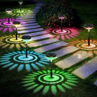 Nupostai Bright Solar Pathway Lights 6 Pack,Color Changing+Warm White LED Solar Lights Outdoor,IP67 Waterproof Solar Path Lights,Solar Powered Garden Lights