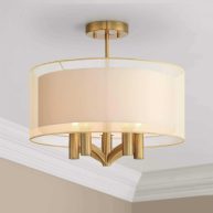 Possini Euro Design Caliari Modern Close to Ceiling Light Semi Flush Mount Fixture 18 Wide 5-Light Warm Brass