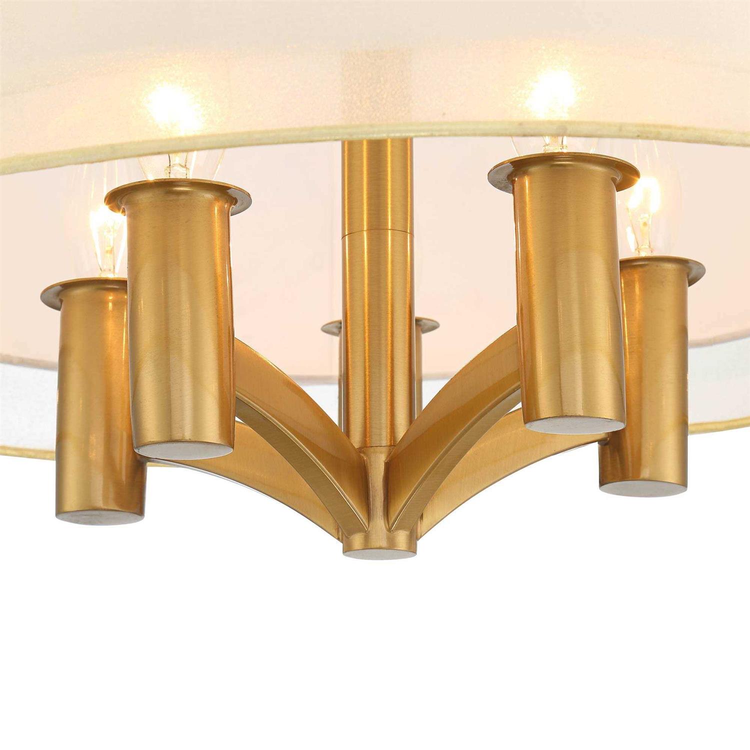 Possini Euro Design Caliari Modern Close to Ceiling Light Semi Flush Mount Fixture 18 Wide 5-Light Warm Brass - Image 3