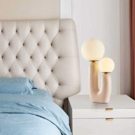 Rahil Two Glass Ball Bedside Table Lamp 9.84*19.29 Inch-Beige Wade Logan Base