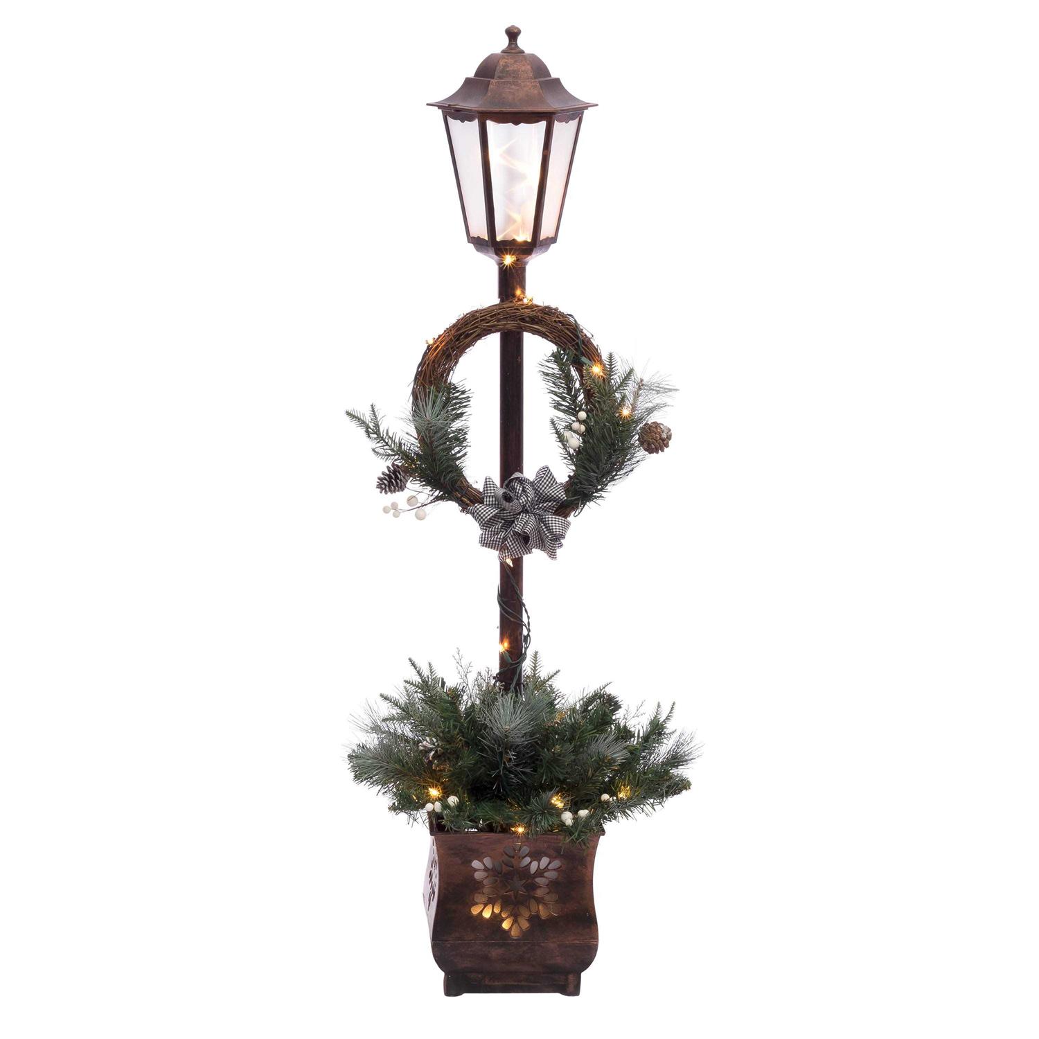 Puleo International 4 ft. Multi Pre-Lit Christmas Lamp Post
