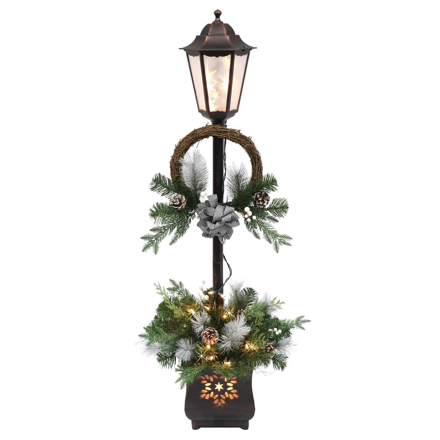 Puleo International 4 ft. Multi Pre-Lit Christmas Lamp Post