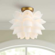 Possini Euro Design Modern Ceiling Light Semi Flush Mount Fixture White Flower