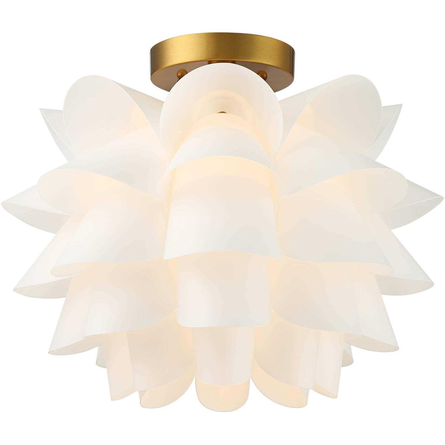 Possini Euro Design Modern Ceiling Light Semi Flush Mount Fixture White Flower - Image 4