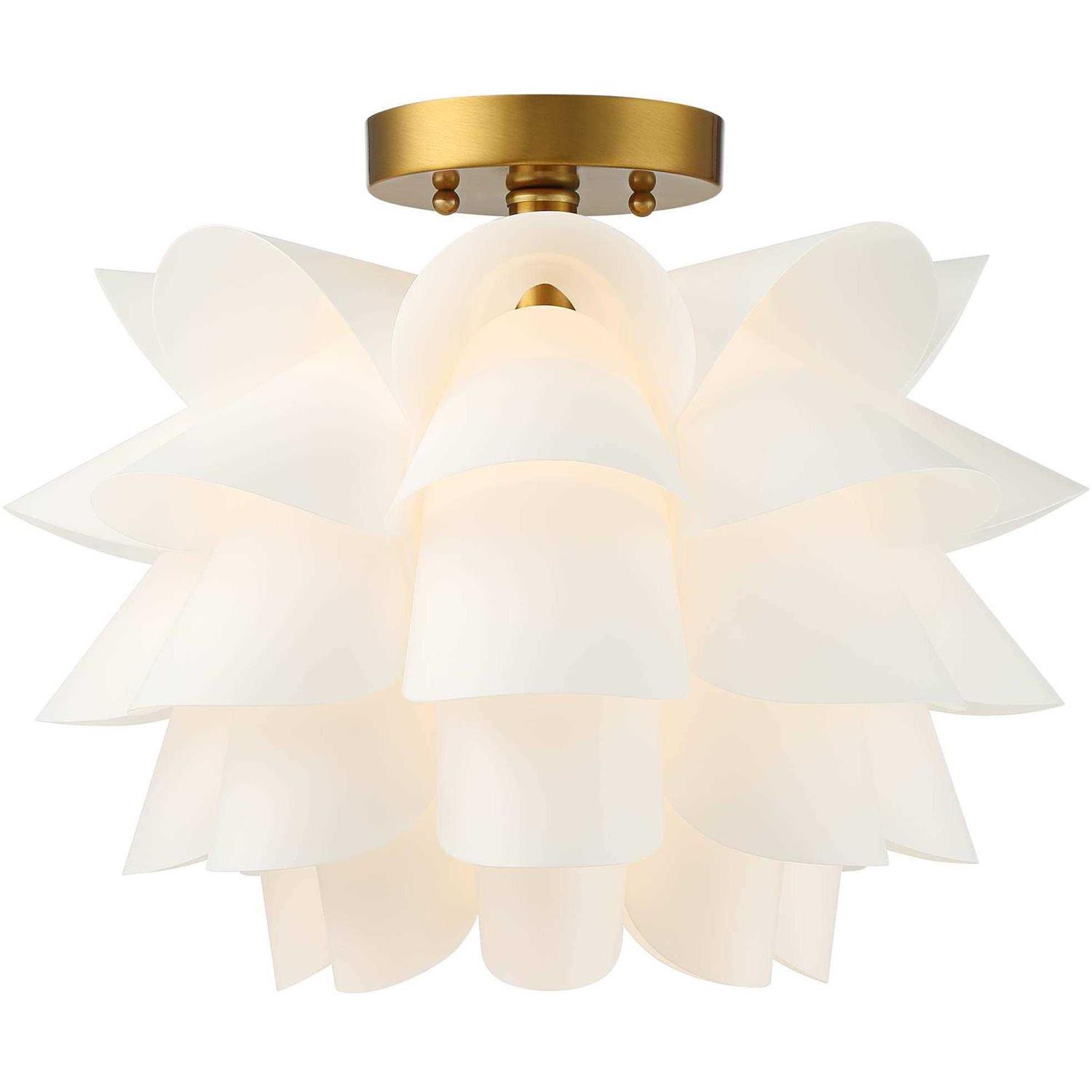 Possini Euro Design Modern Ceiling Light Semi Flush Mount Fixture White Flower - Image 5