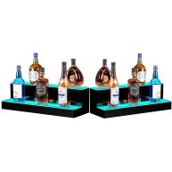 2 Pack Liquor Bottle Display Shelf, 16 inch 2 Step Display Illuminated Bottle Shelf LED Bar Shelf Floating Lighted LED Shelves Commercial