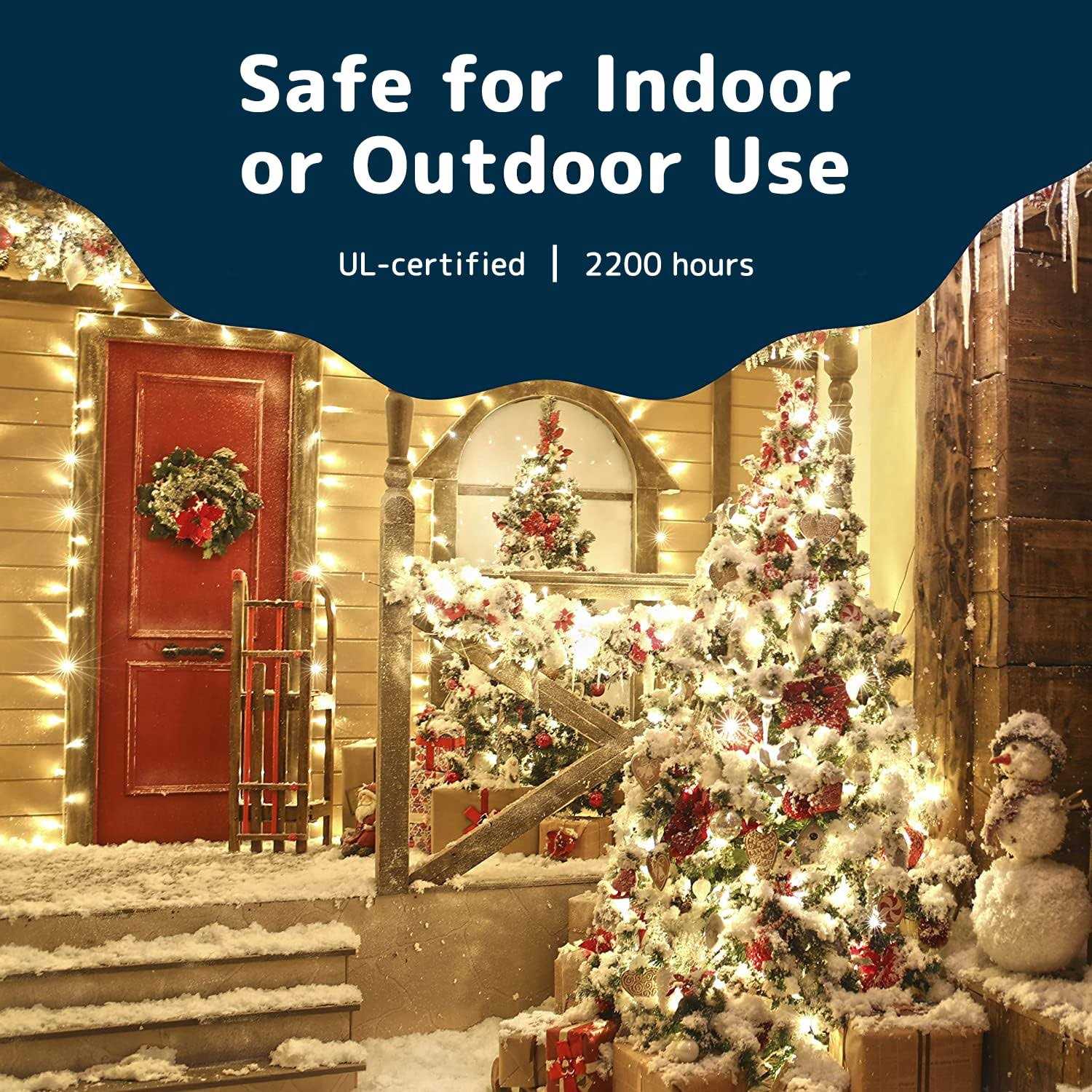 PREXTEX Christmas Lights Clear White Christmas Tree Lights with White Wire - Image 2