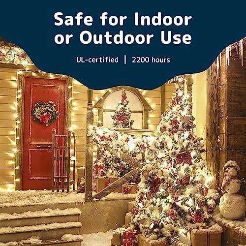 PREXTEX Christmas Lights Clear White Christmas Tree Lights with White Wire - Image 2