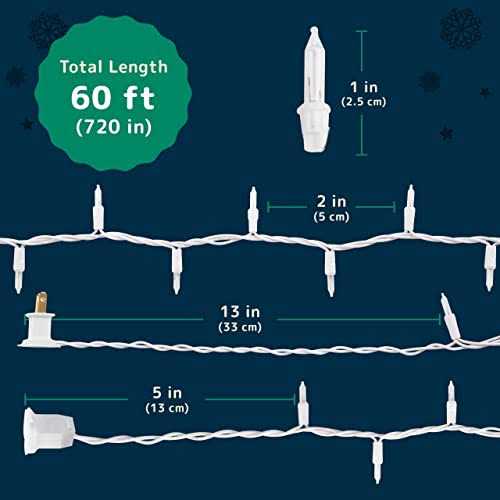 PREXTEX Christmas Lights Clear White Christmas Tree Lights with White Wire - Image 5