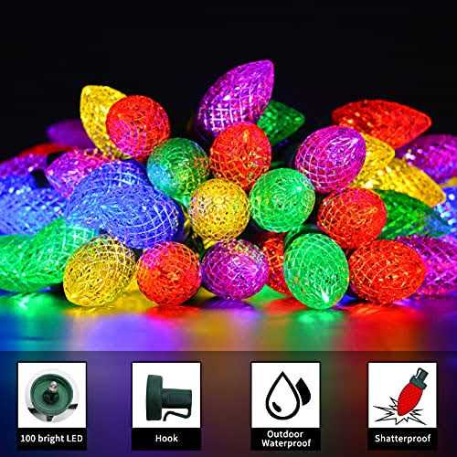 100 LED C9 Christmas Lights 66ft Green Wire Commercial LED Strawberry String Lights Outdoor Indoor C9 Bulbs Xmas Decorative Light Strand for Garden - Image 2
