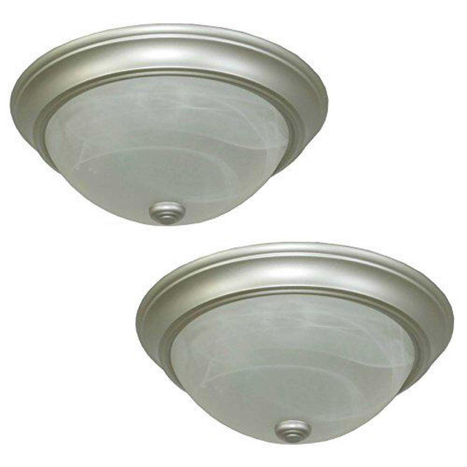 Project Source 13-in W Satin Nickel Ceiling Flush Mount Lights 2-Pack