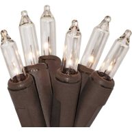 612 Vermont Clear Mini Christmas String Lights on Brown Wire Cord