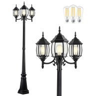 PARTPHONER Classic Black 3-Head Outdoor Light Fixture