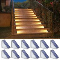 NIORSUN Solar Outdoor Step Lights White Triangle IP67 Waterproof Auto on Off Decoration Deck Lights