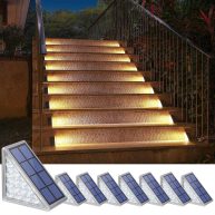 NIORSUN Solar Outdoor Step Lights White Triangle IP67 Waterproof Auto on Off Decoration Deck Lights