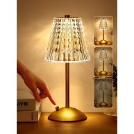 One Fire Table Lamps Dimmable Crystal Table Lamp 3 Colors LED Gold Lamp,Touch Lamp Diamond Crystal Lamp