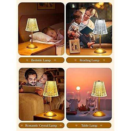 One Fire Table Lamps Dimmable Crystal Table Lamp 3 Colors LED Gold Lamp,Touch Lamp Diamond Crystal Lamp - Image 3