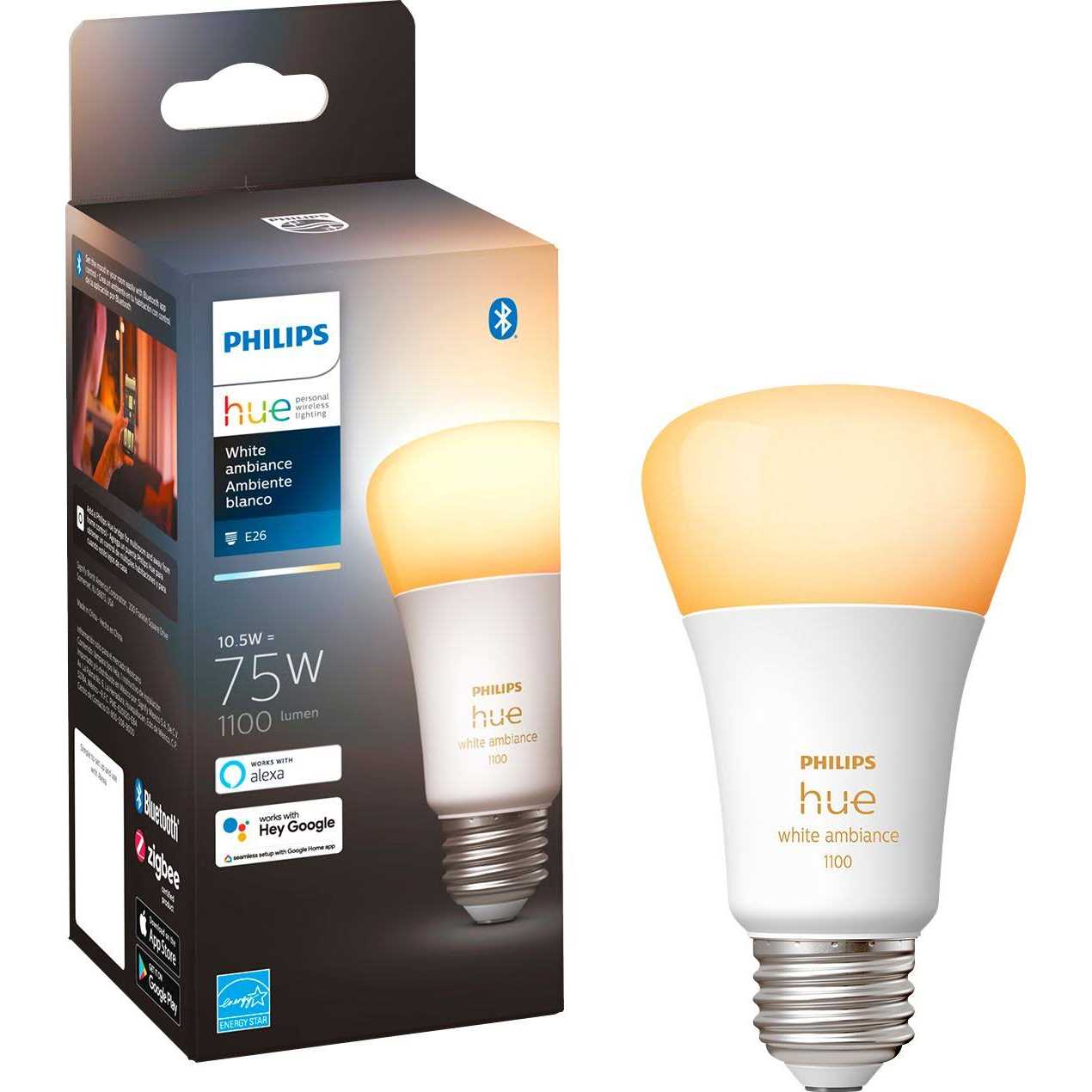 Philips Hue Hue A19 White Ambiance Smart Bulb 563239 - Image 3