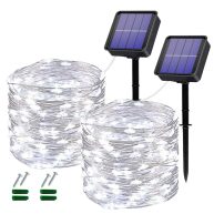 Oreunik Solar Lights,2 Pack Each 120led Outdoor Solar Lights 12M/40Ft 8 Modes Outdoor Copper Wire Fairy Lights for Patio Decoration Fairy