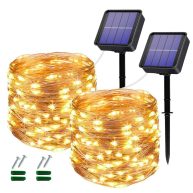 Oreunik Solar Lights,2 Pack Each 120led Outdoor Solar Lights 12M/40Ft 8 Modes Outdoor Copper Wire Fairy Lights for Patio Decoration Fairy