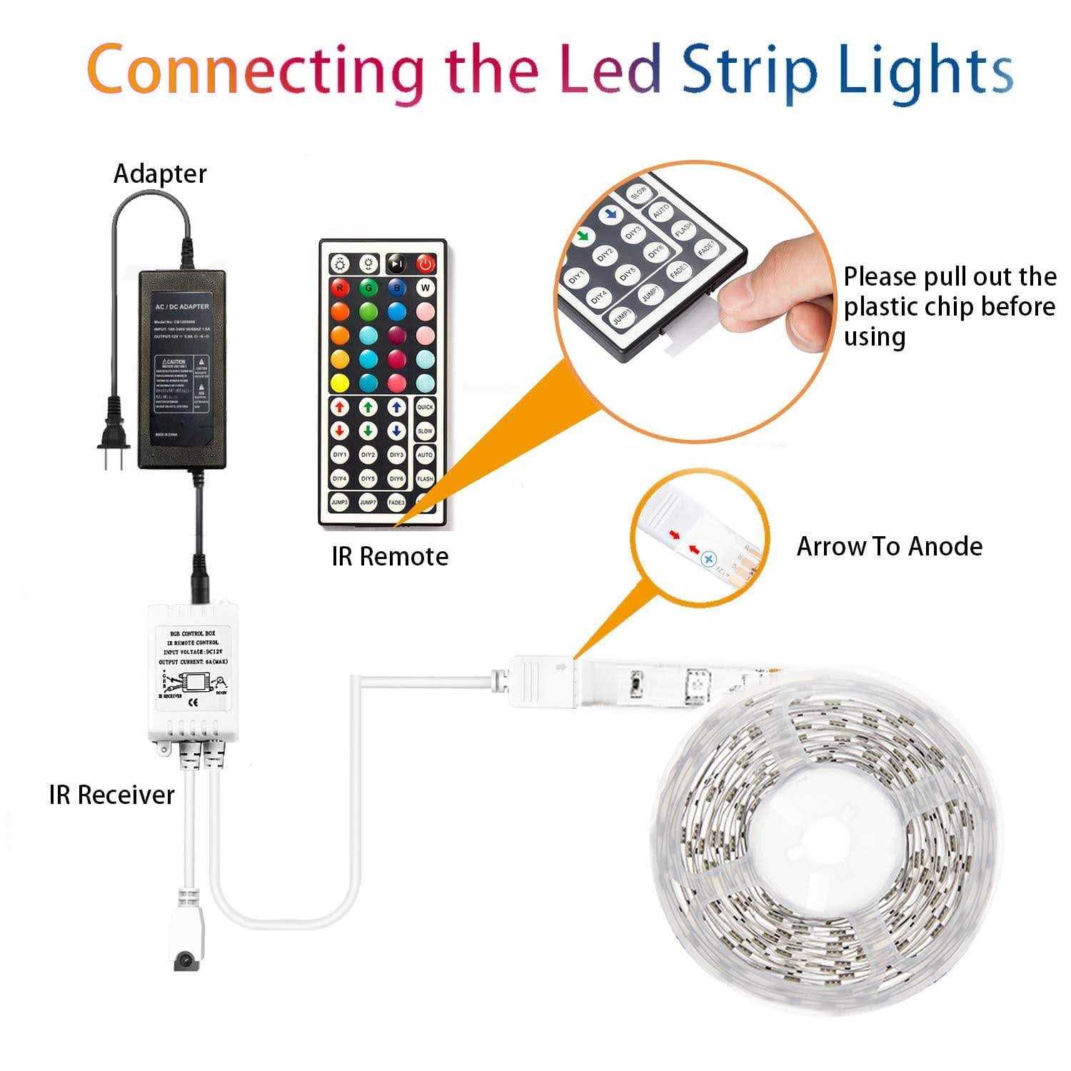 65.6ft Led Lights for Bedroom dalattin Led Strip Lights Color Changing Lights with 44 Keys Remote,2 Rolls of 32.8ft - Image 2