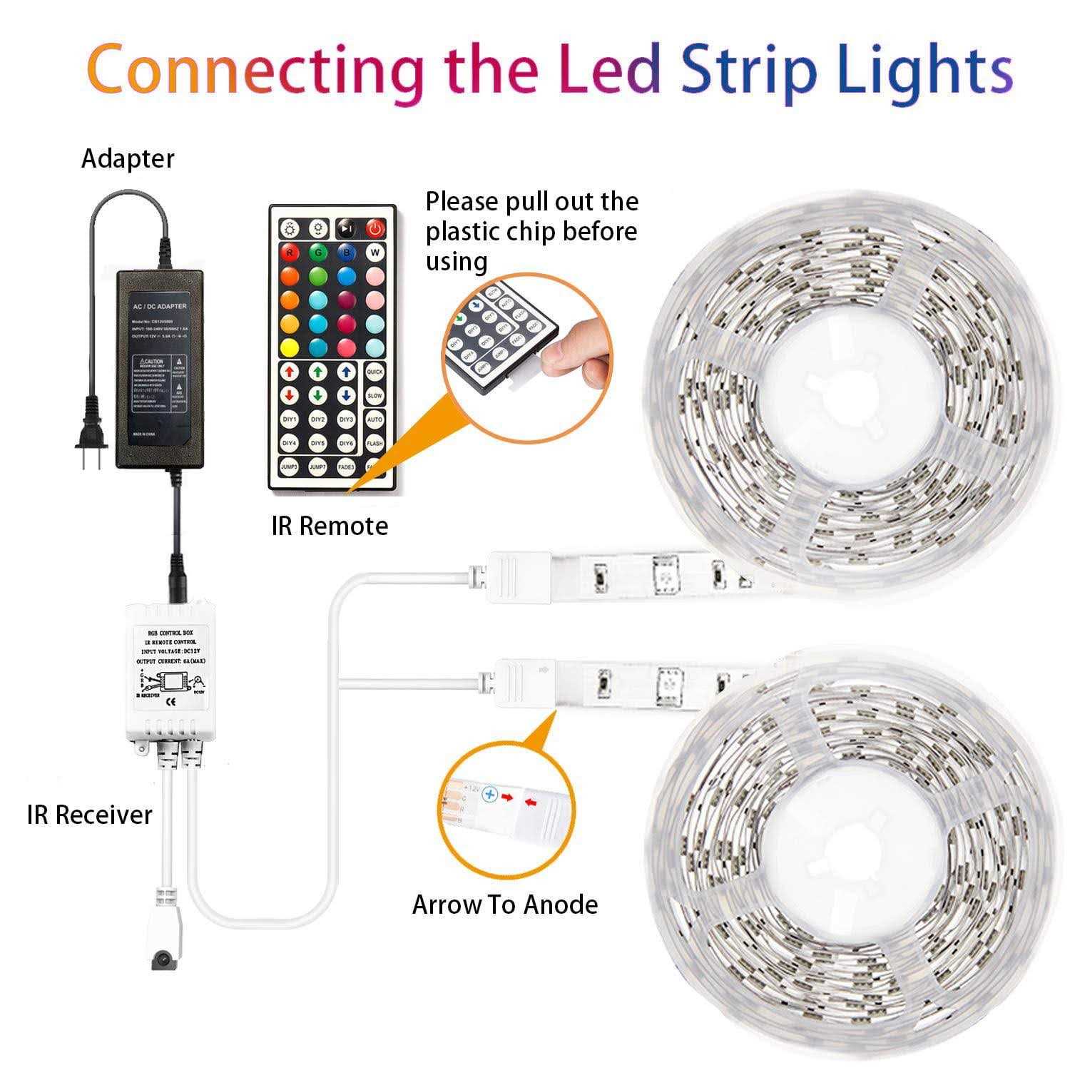 65.6ft Led Lights for Bedroom dalattin Led Strip Lights Color Changing Lights with 44 Keys Remote,2 Rolls of 32.8ft - Image 4