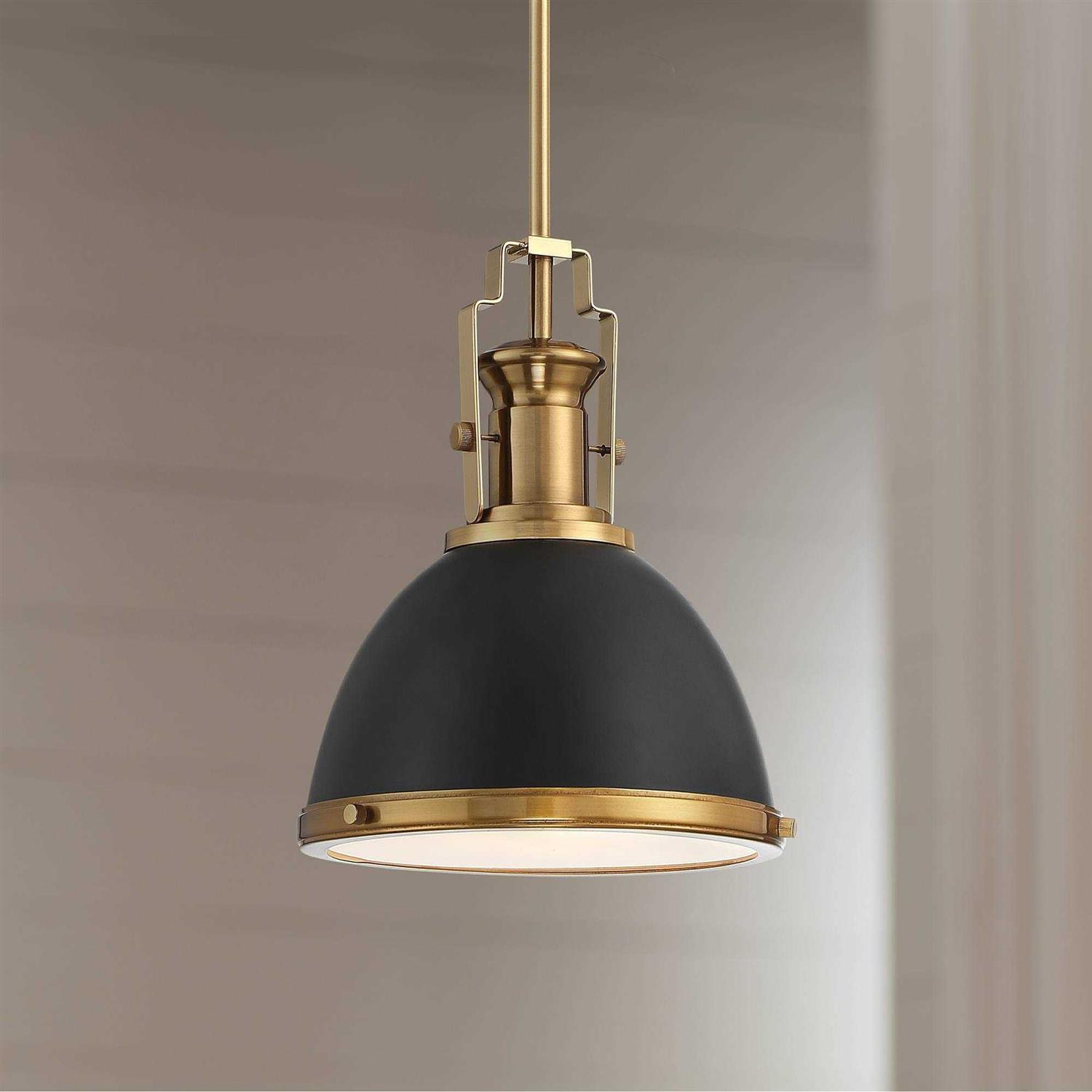 Possini Euro Design Black Burnished Brass Mini Pendant Light 9 3/4 Wide Modern Bowl Fixture for Kitchen Island Dining Room